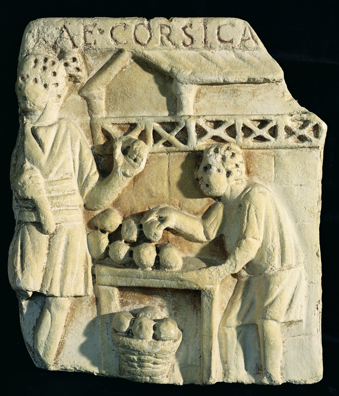 Kenyérárust ábrázoló dombormű alkotó: Roman