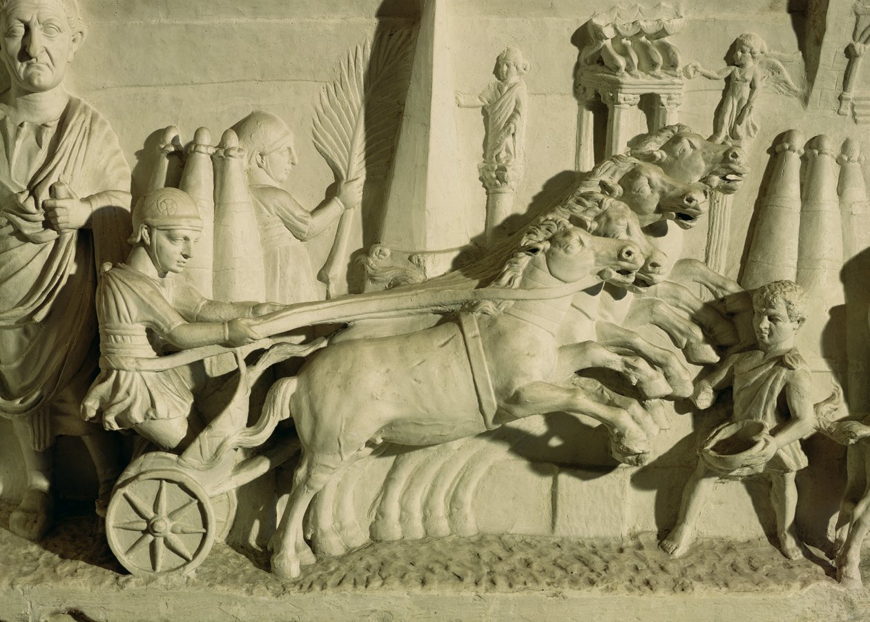 Szekérversenyt ábrázoló dombormű alkotó: Roman
