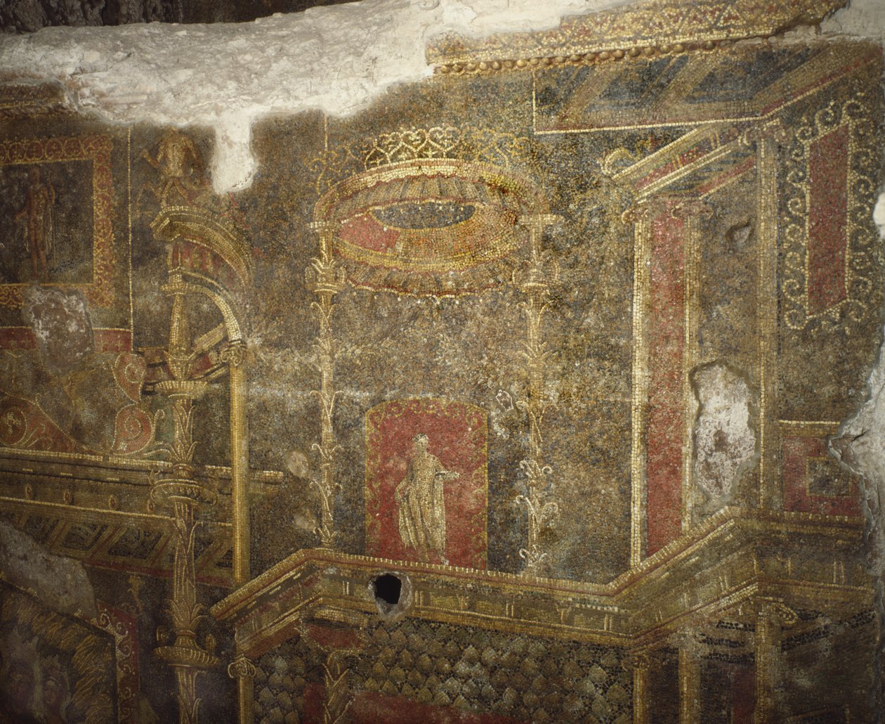 Egy ókori épület maradványai a római Quirinale laktanyája alatt (mozaik) alkotó: Roman