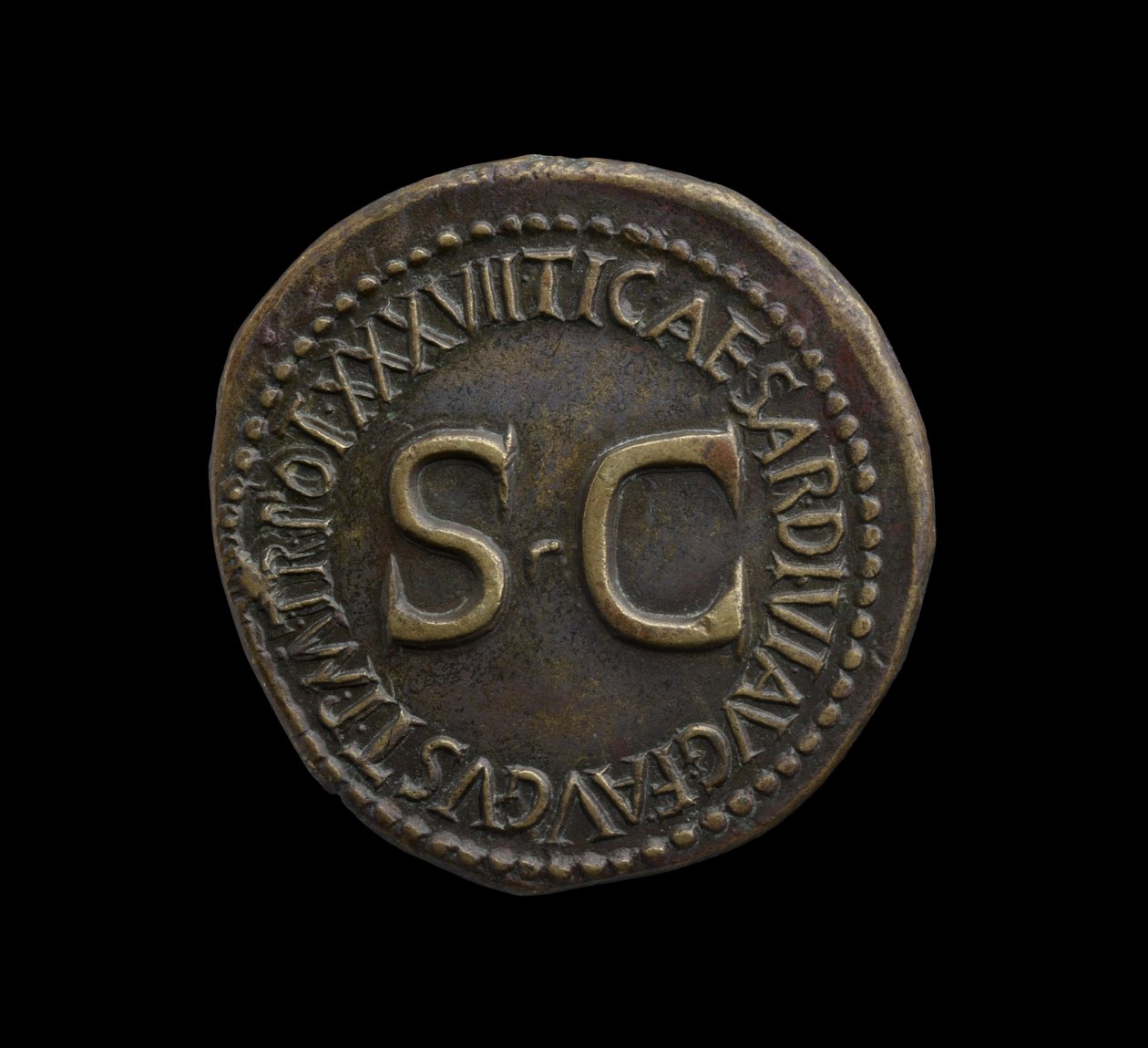 Római császári érme Rómából, Kr.u. 35-36 (orichalcum sárgaréz) alkotó: Roman