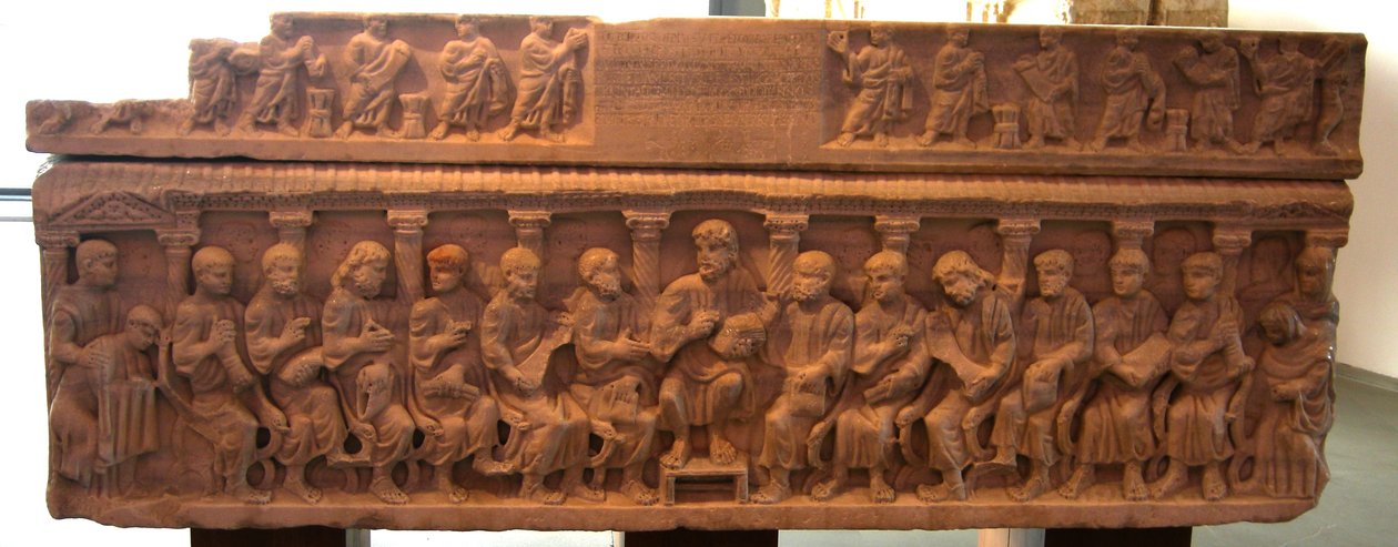 Concordius püspök szarkofágja, Krisztus és az apostolok, i.sz. 380-90 alkotó: Roman