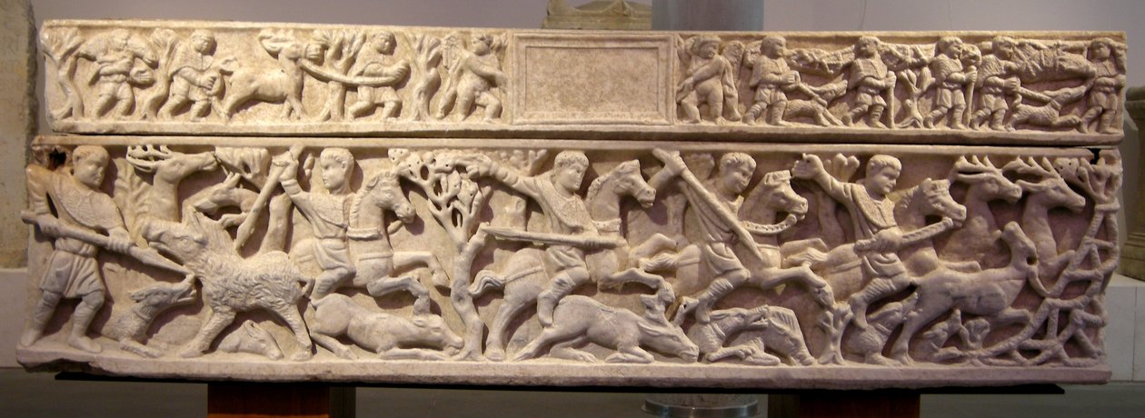 Vadászatot ábrázoló szarkofág (márvány) alkotó: Roman