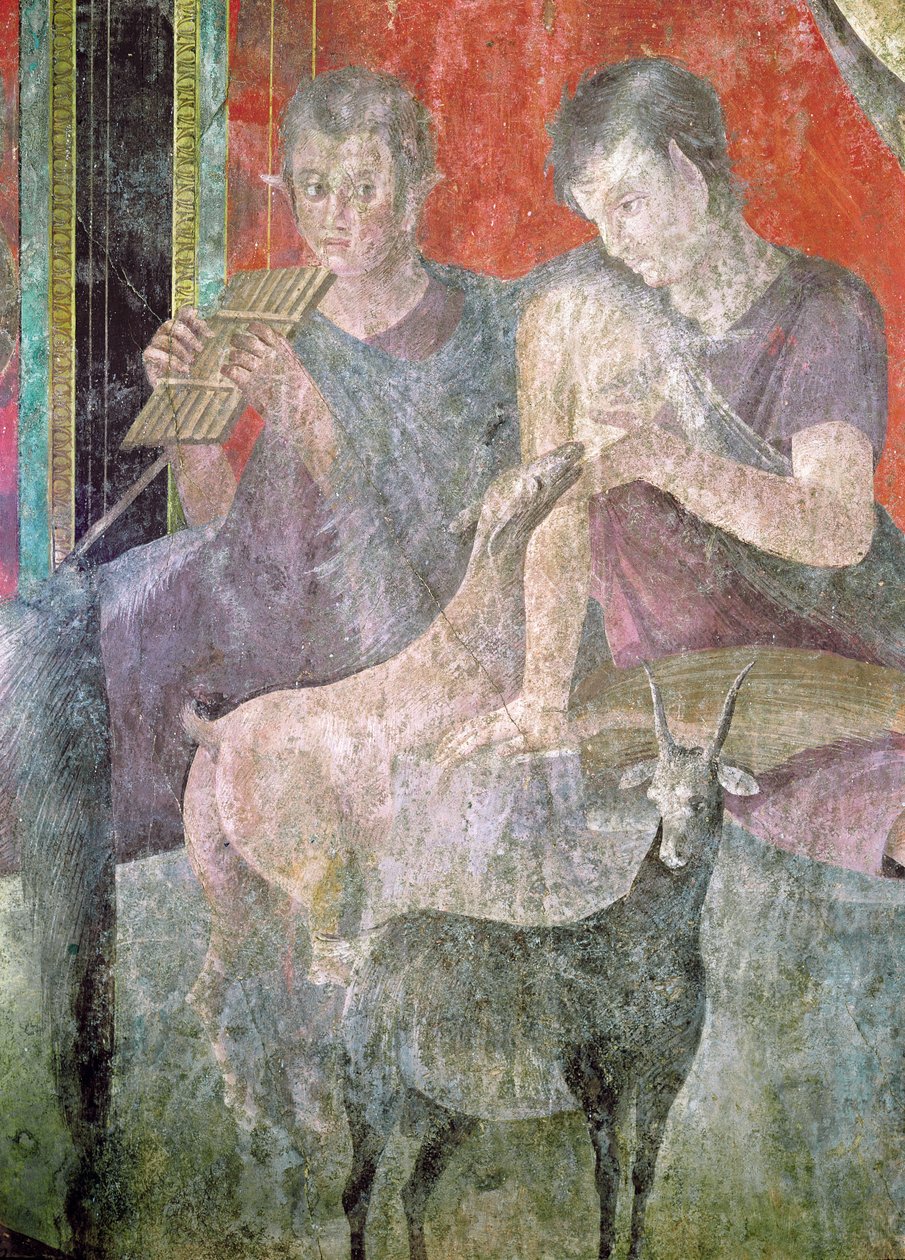 Pánsípon játszó szatír és kecskét szoptató nimfa, Kr. e. 60-50 (lásd még 57187 és 57185) alkotó: Roman