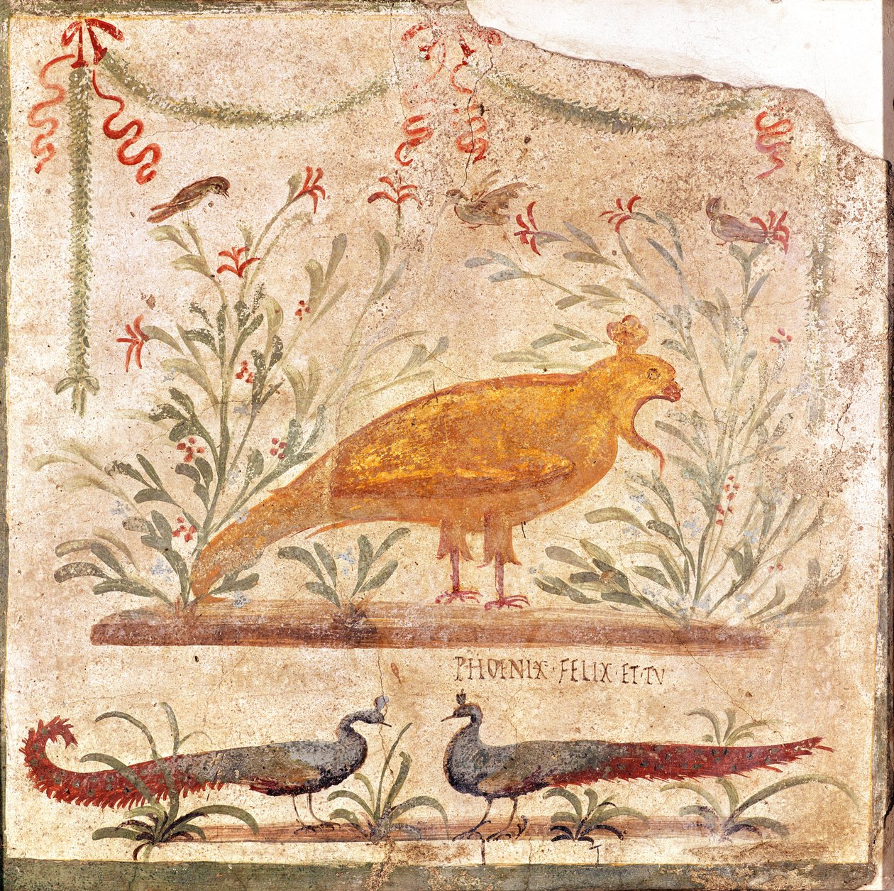 Főnixet ábrázoló termopólium (taverna) tábla „Phoenix Felix et Tu” felirattal, Kr.e. 1. század – Kr.e. 79. alkotó: Roman