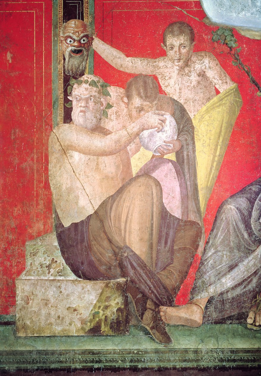 Silenus és az ifjú szatír, East Wall, Oecus 5, ie 60-50 (részletekért lásd az 57188-ast) alkotó: Roman