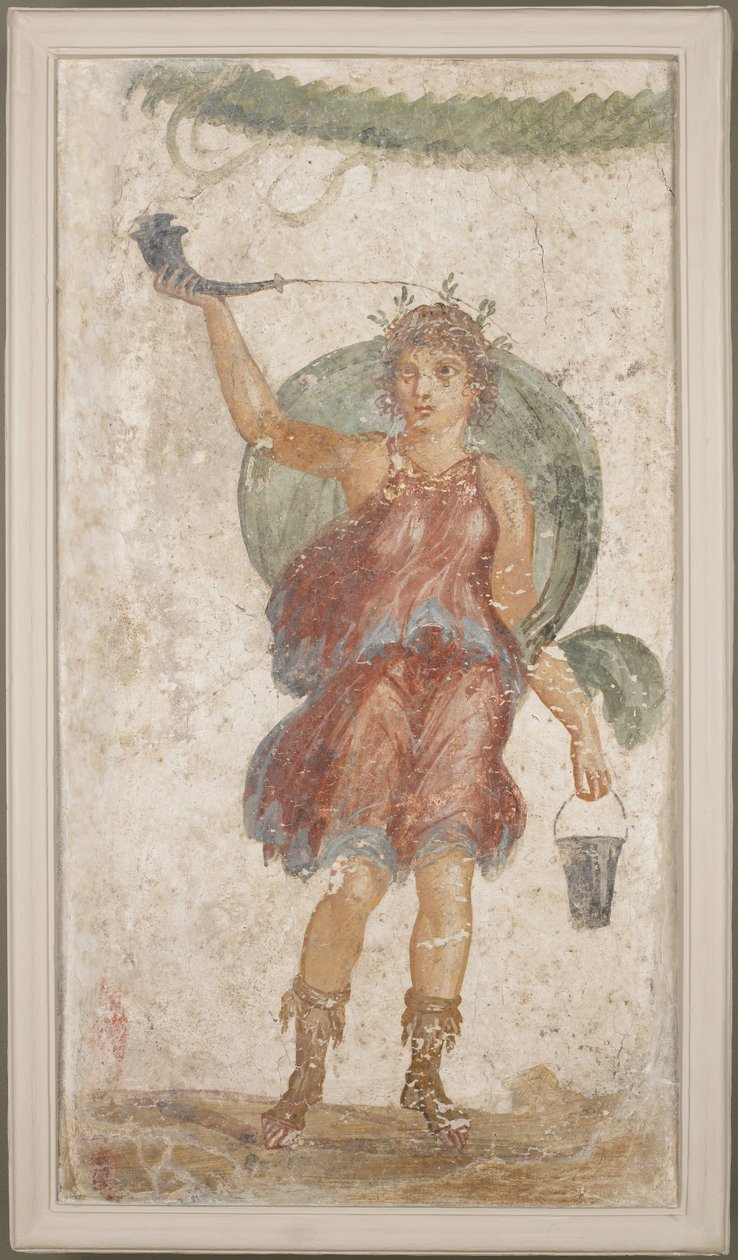 Álló istenség, aki kürtöt és vödröt tart, Pompejiből alkotó: Roman