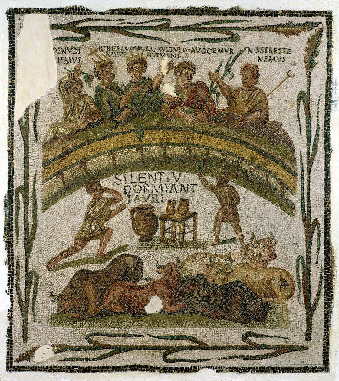 A jelmezes bankett, El-Jemtől (ókori Thysdrus) 200-220 körül (mozaik) alkotó: Roman