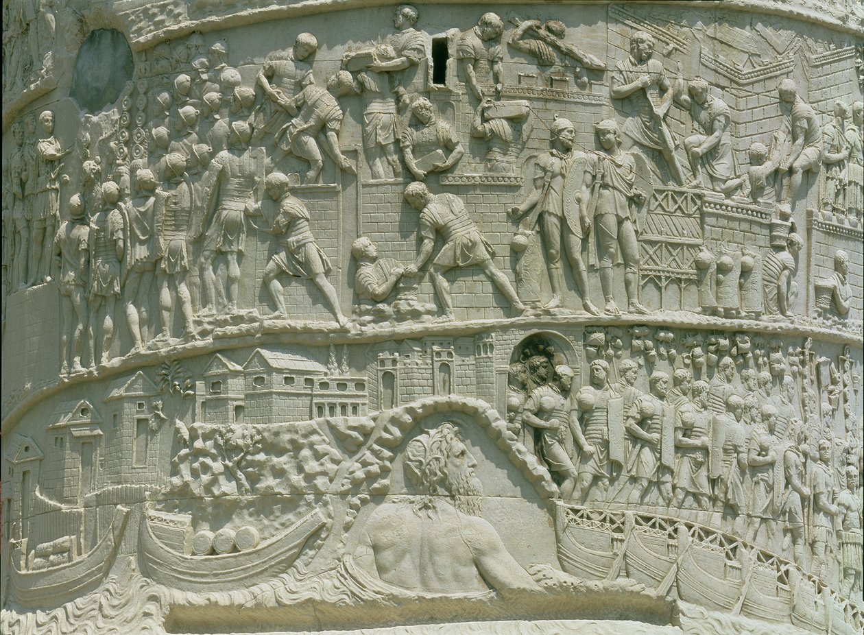 A római sereg átkel a Dunán, részlet a Traianus-oszlopból, i.sz. 113 (mészkő) alkotó: Roman