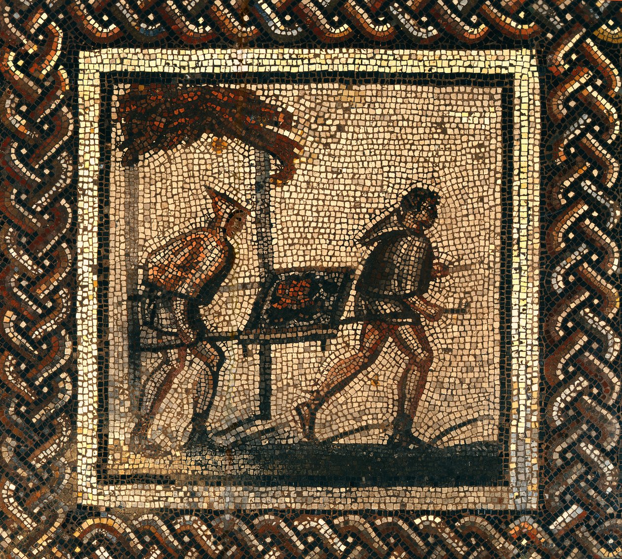 Trágya szállítása, Saint-Romain-en-Galból (mozaik) alkotó: Roman