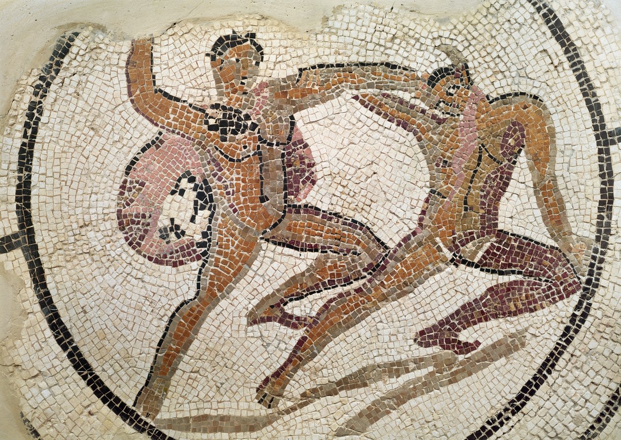 Két gladiátor harcol (mozaik) alkotó: Roman