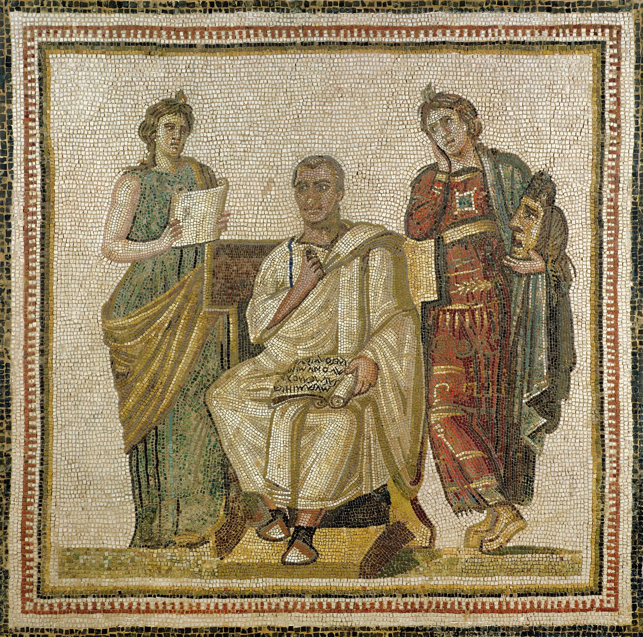 Vergilius (Kr. e. 70-19) és a múzsák, Sousse-ból (Hadrumetum) (mozaik) alkotó: Roman
