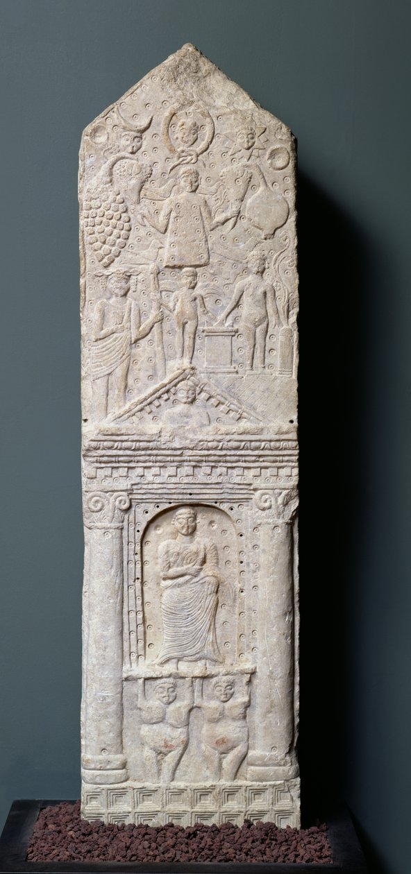 Fogadalmi sztéla a Szaturnusznak szentelve, Maghrouából (ókori Macota) 2-3. század (mészkő) alkotó: Roman