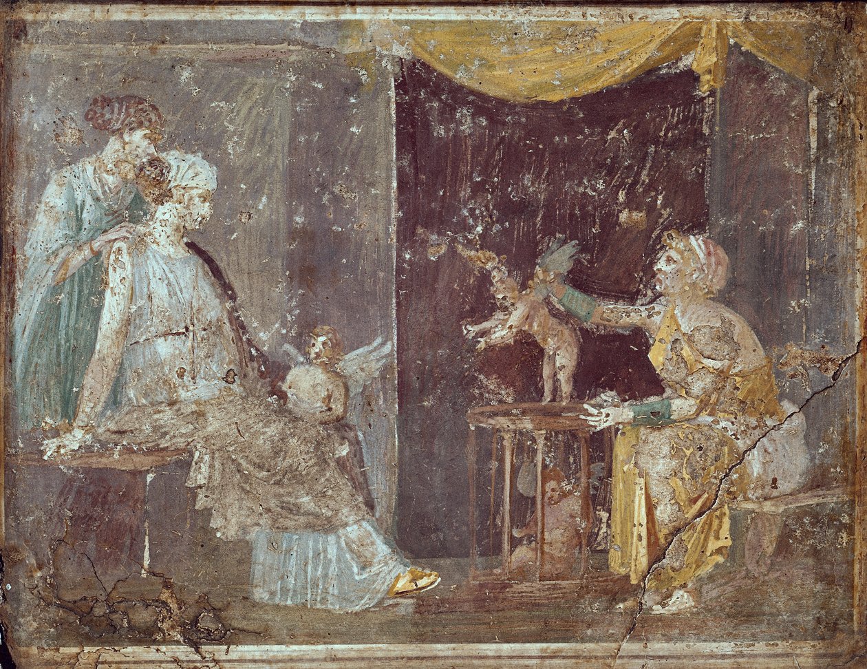 Ámorokat árusító nő, Stabiae-ból, Kr.e. 1. század-i.sz. 79 alkotó: Roman