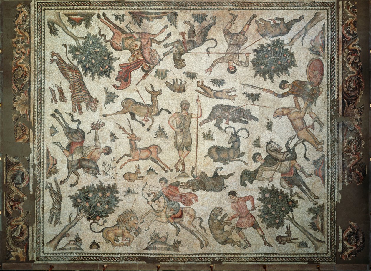Worcester Hunt Floor Mosaic, Antiochiából (mozaik) alkotó: Roman