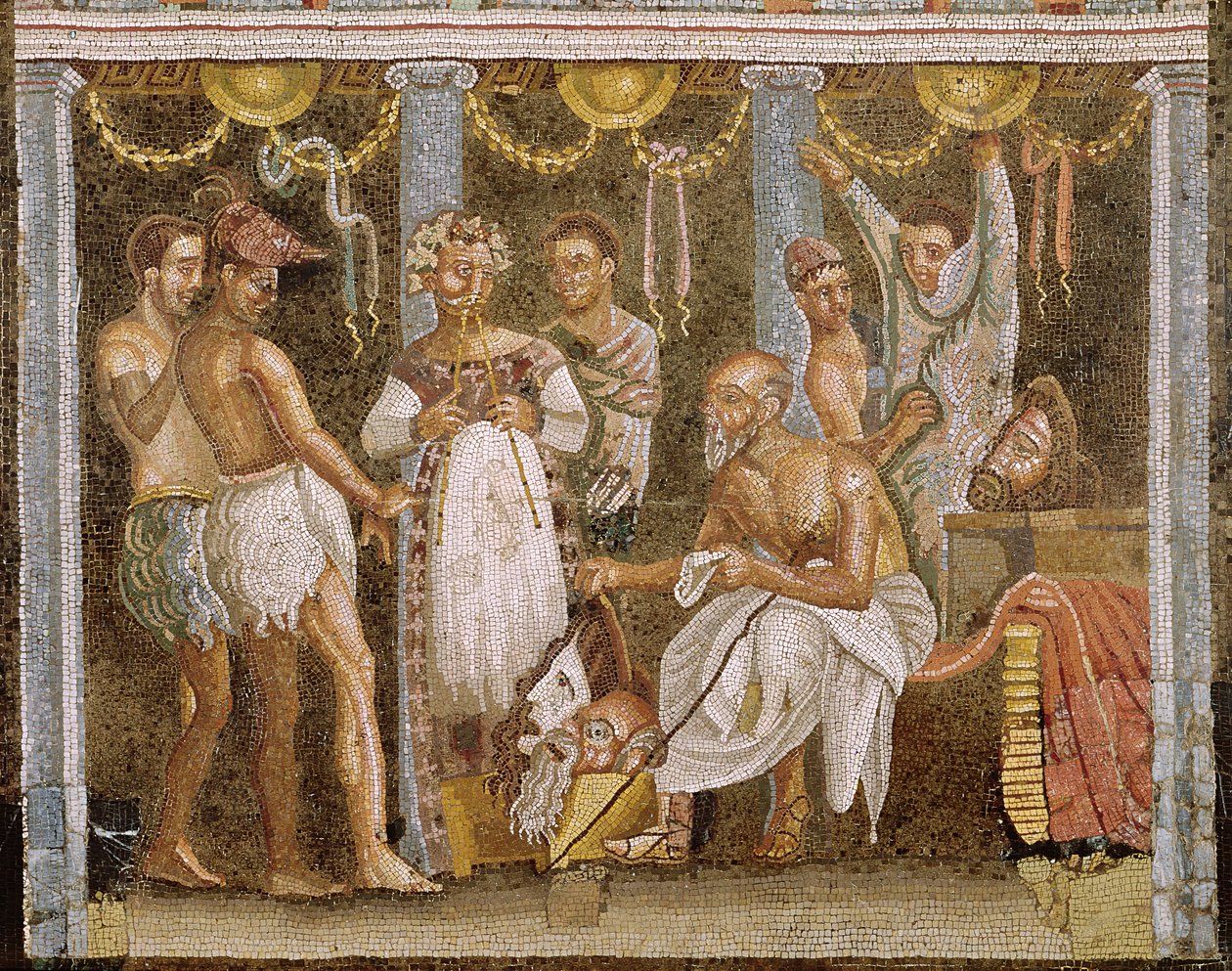 Színészek, akik egy szatírdarabhoz próbálnak, i.sz. 62-79 körül (mozaik) (lásd még: 5035) alkotó: Roman Imperial Period