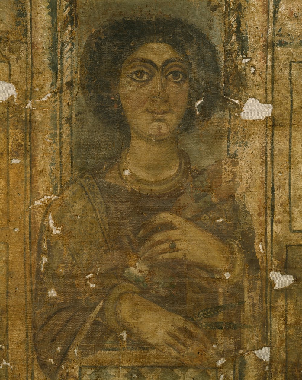Női portré, Kr.u. 3. század (festett és aranyozott vászon) alkotó: Roman Period Egyptian