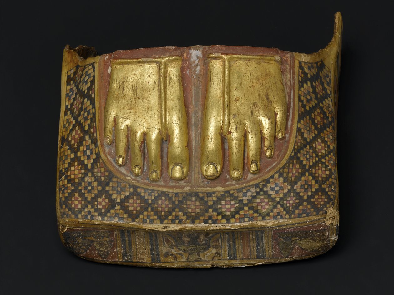 Múmia lábtartója (aranyozott és festett kartondoboz) alkotó: Roman Period Egyptian