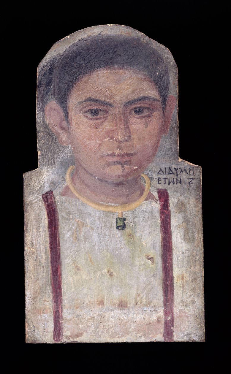 Egy fiatal lány múmiaportréja, „Didyme, 7 Years Old” felirattal, i.sz. 180-200 (enkausztikus viasz a táblán) alkotó: Roman Period Egyptian
