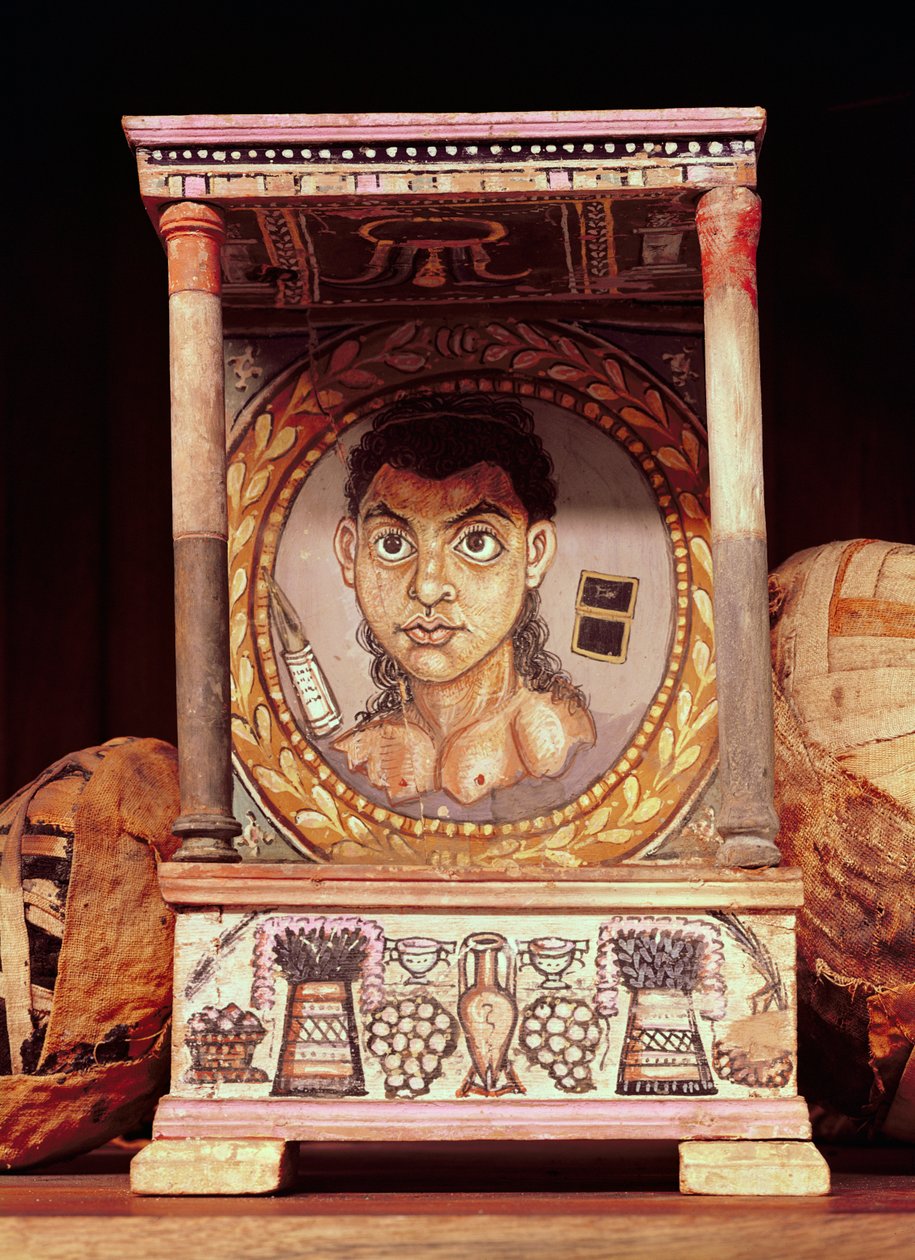 Egy fiatal lány portréja felajánlásokkal (tempera a panelen) alkotó: Roman Period Egyptian