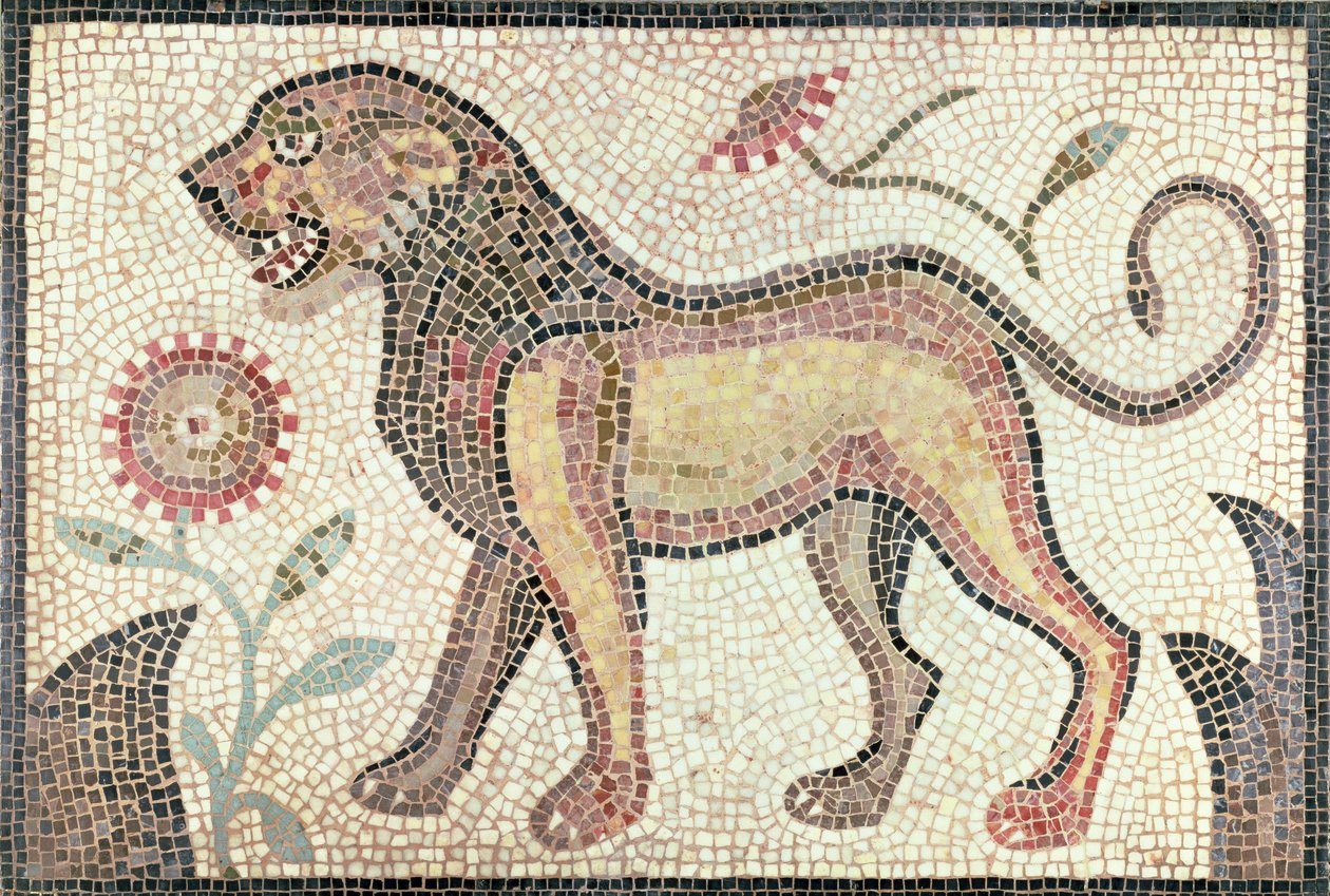 Oroszlán, Tuniszból, valószínűleg Kr. u. 5. század végén (mozaik) alkotó: Roman Roman