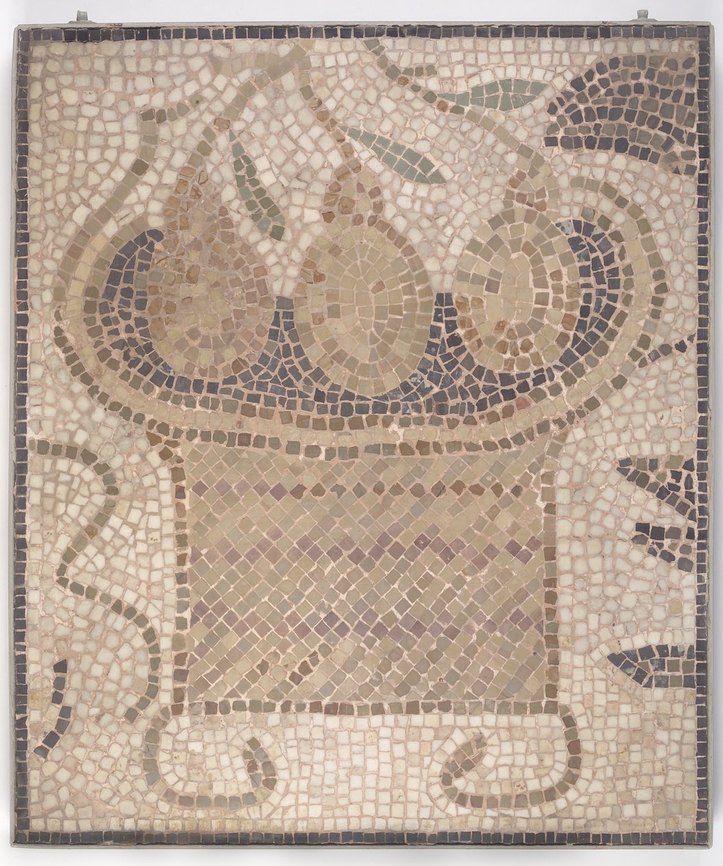 Négyzet alakú kosár gyümölccsel, Tuniszból, valószínűleg Kr. u. 5. század végén (mozaik) alkotó: Roman Roman