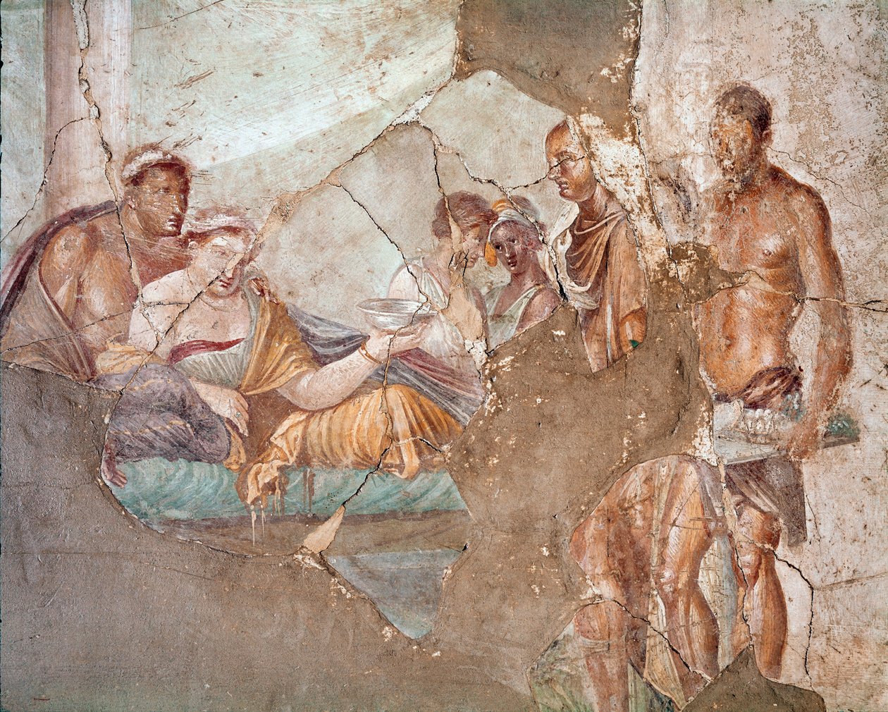 Egy bankett, valószínűleg Numidia Sophonisba királynője mérget ivva öngyilkos lett (freskó alkotó: Roman