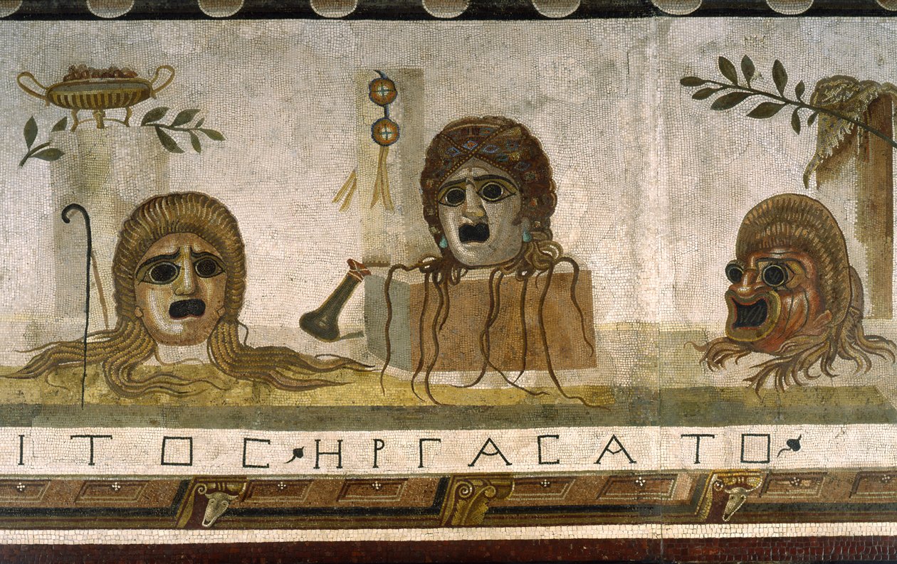 „Asarotos” (Söpöretlen padló) Harakliton által aláírt mozaiktöredékek Rómából, Kr.u. 2. század, Róma alkotó: Roman