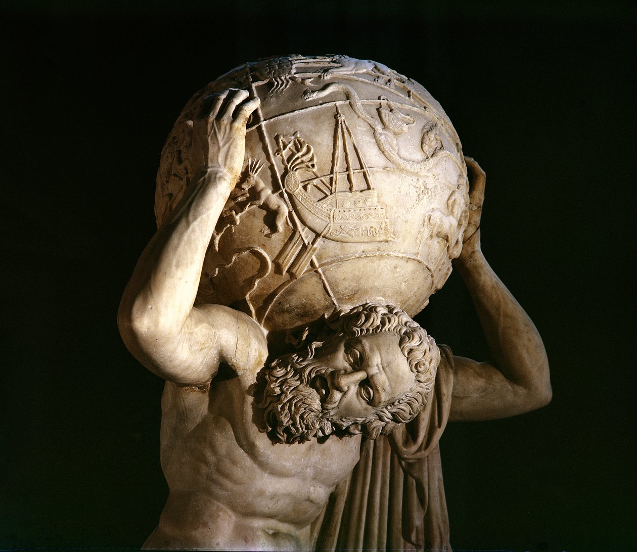 Atlasz, egy görög hellenisztikus eredeti másolata (márvány) (részlet) alkotó: Roman