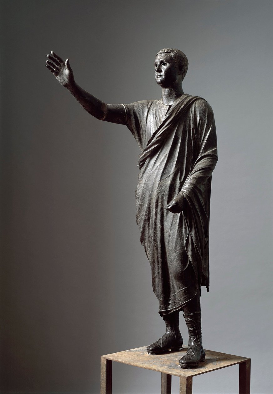 Aule Metele, Arringatore, A szónok, bronz szobor, i.e. 80, Pila (Perugia) alkotó: Roman
