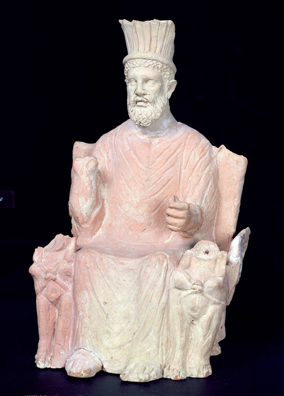 Baal Hammon trónján ül, a Bir Bou Regba-i (ősi Thinissut) szentélyből alkotó: Roman