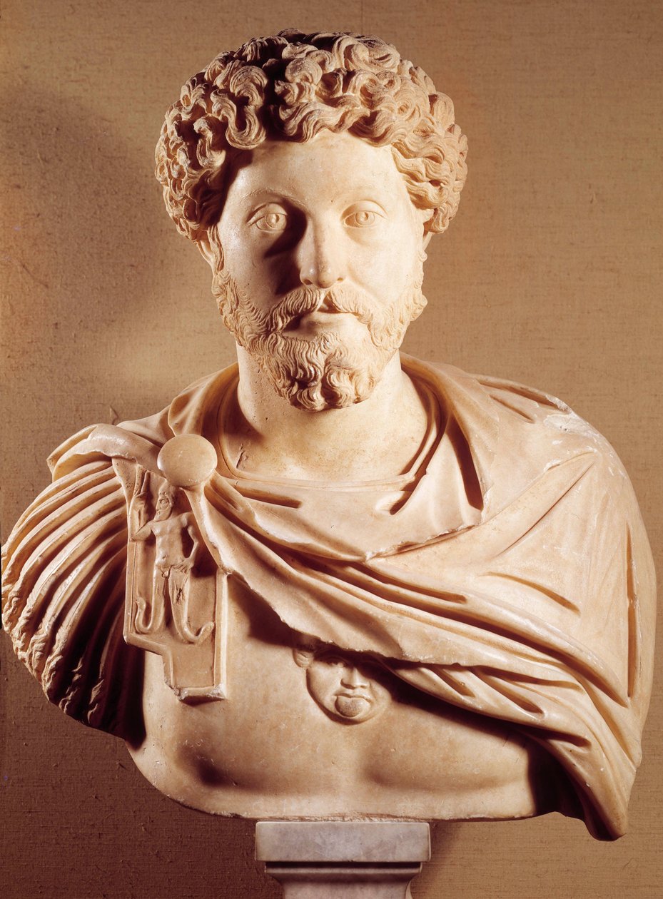 Marc Aurele (i.sz. 121-180), római császár mellszobra, Párizs, Louvre Múzeum alkotó: Roman