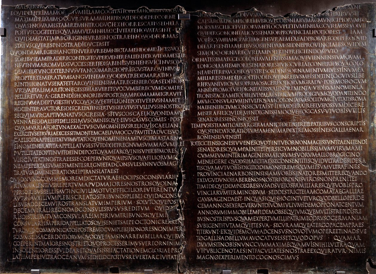 Claudienne asztal: Claude beszéde (Claudius vagy Clodio alkotó: Roman