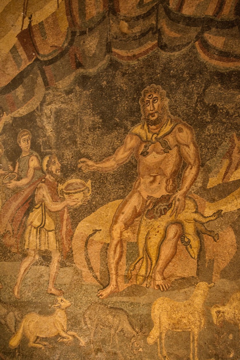 Küklopsz padlómozaik, Villa Romana del Casale, Piazza Armerina, Szicília, Olaszország (fotó) alkotó: Roman