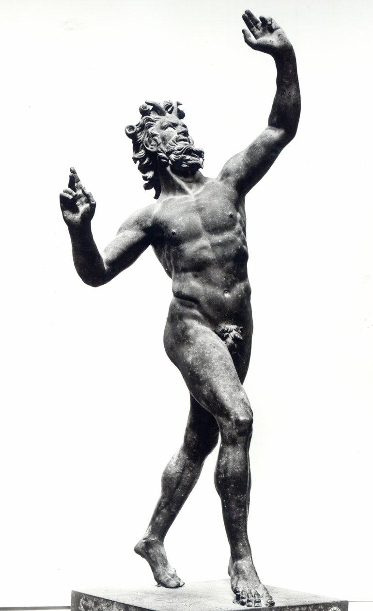 Táncoló faun, a Pompeii Faun Házából (bronz) (f/w fotó) alkotó: Roman