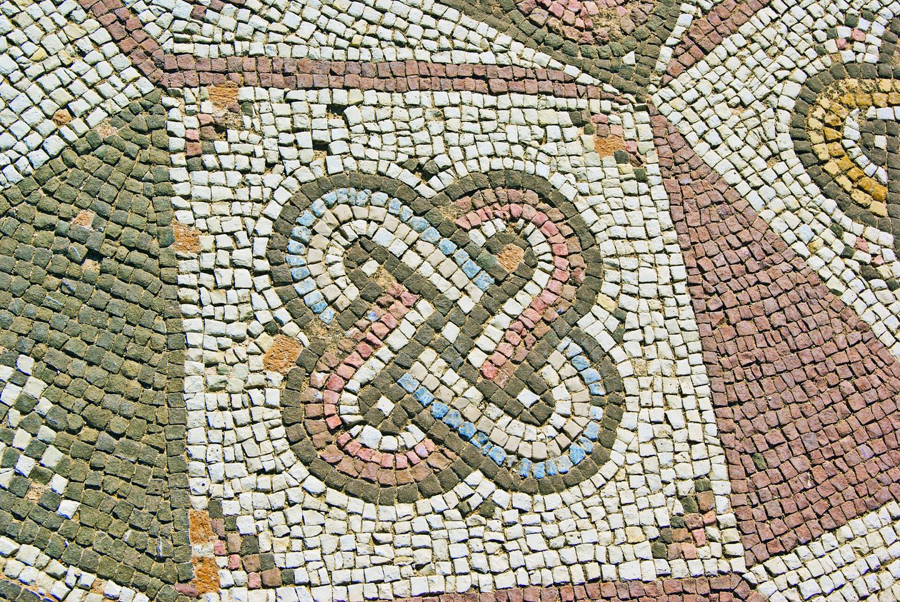 Részlet egy gordiuszi csomóról, Thészeusz-ház, Paphos, Ciprus mozaikja alkotó: Roman