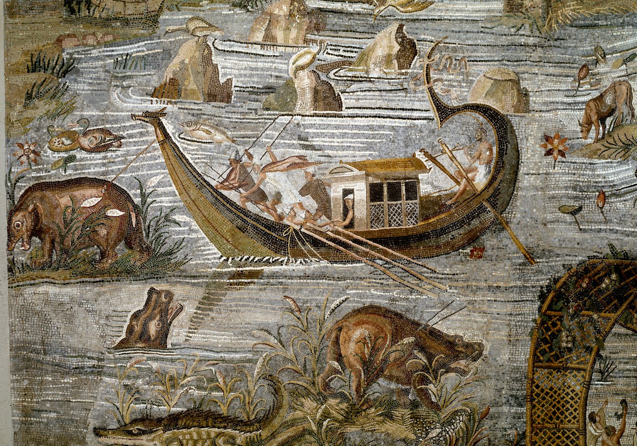 Preneste (Palestrina) nilotikus mozaikjának részlete Fortune Primigenia istenségének szentélyéből, ie 80 alkotó: Roman