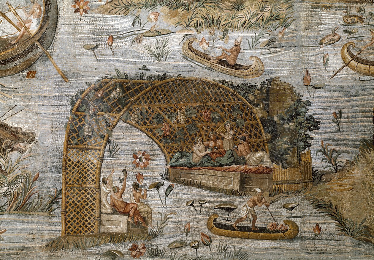 Preneste (Palestrina) nilotikus mozaikjának részlete Fortune Primigenia istenségének szentélyéből, ie 80 alkotó: Roman