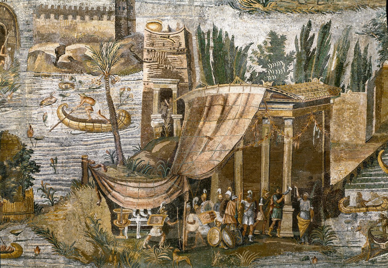 Preneste (Palestrina) nilotikus mozaikjának részlete Fortune Primigenia istenségének szentélyéből, ie 80. alkotó: Roman