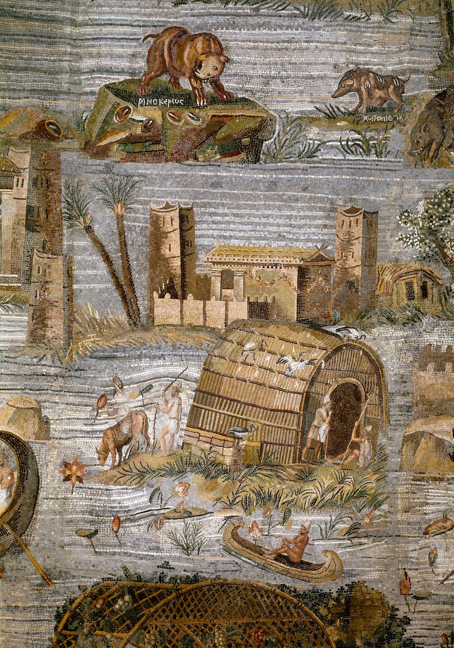 Preneste (Palestrina) nilotikus mozaikjának részlete Fortune Primigenia istenségének szentélyéből, ie 80 alkotó: Roman