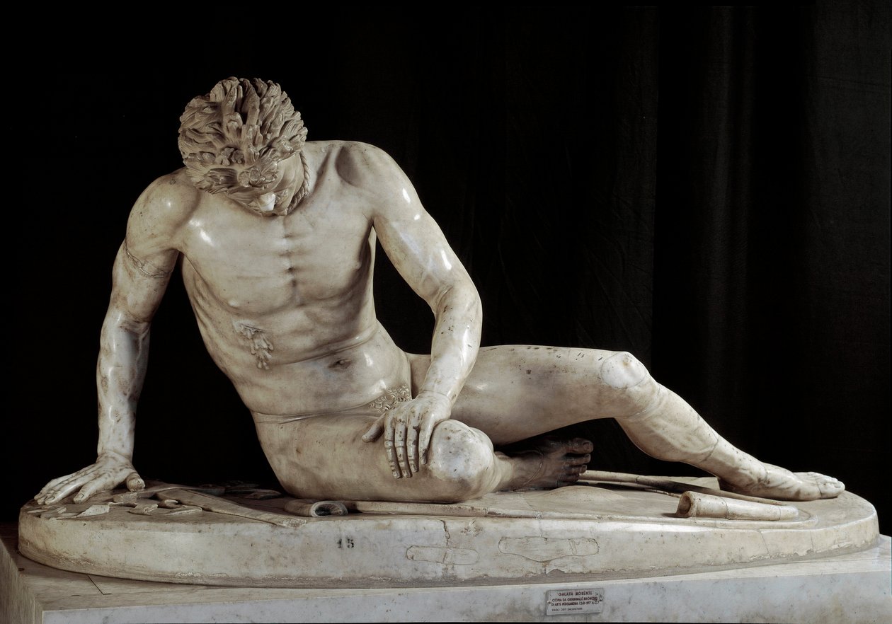 Haldokló Gallia – A haldokló Galata – „” Haldokló Galata harcos”” A Ludovisi-csoport márványszobra az eredeti bronz után, ie 220-210 között. Nap. h. 93 cm Róma, Musei Capitolini alkotó: Roman
