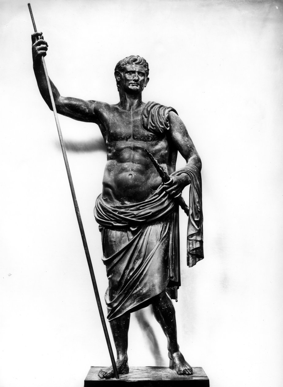 Augustus császár jogart és villámot tart a kezében, Herculaneumból alkotó: Roman