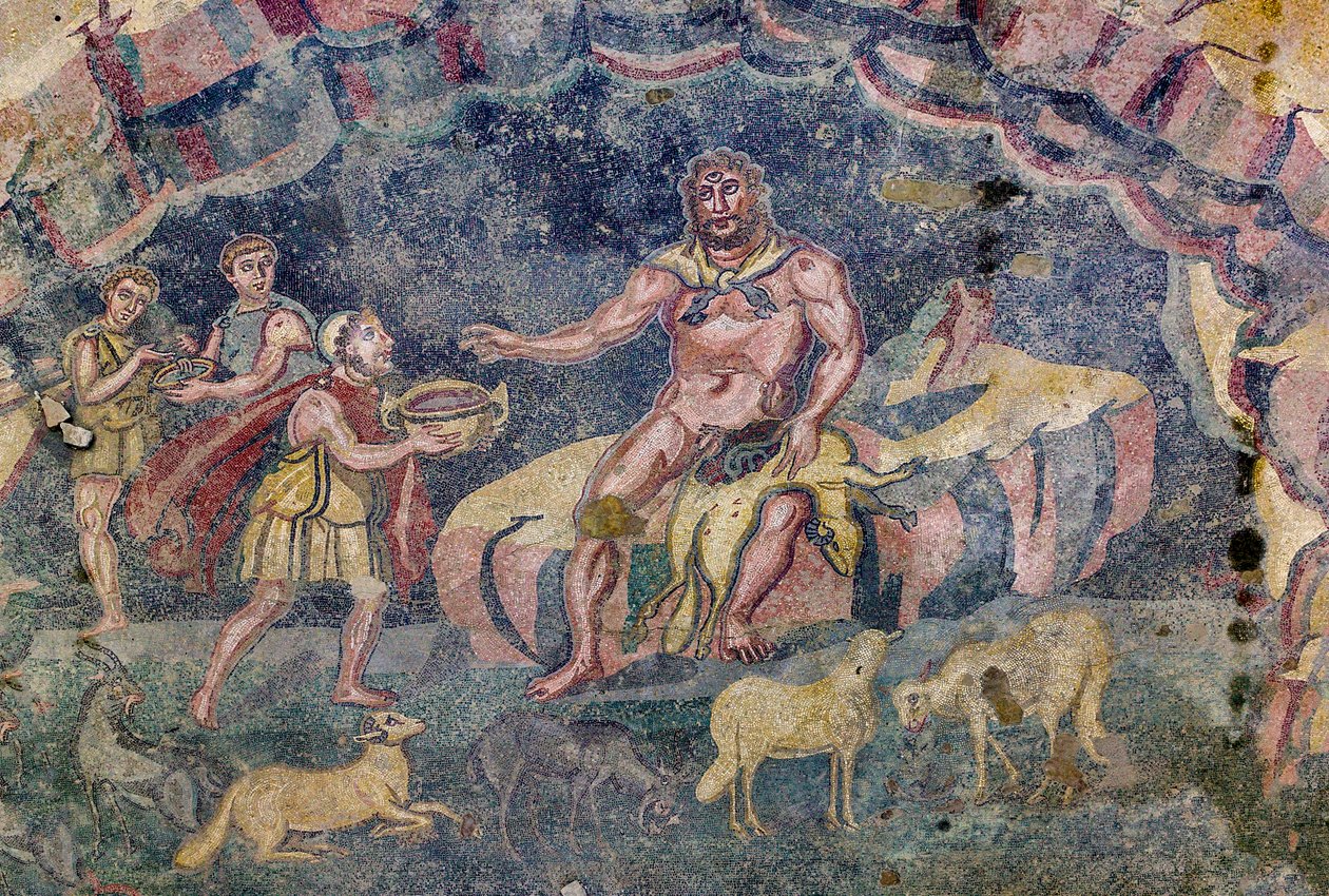 Polyphemus előcsarnokát ábrázoló padlómozaik (mozaik) alkotó: Roman