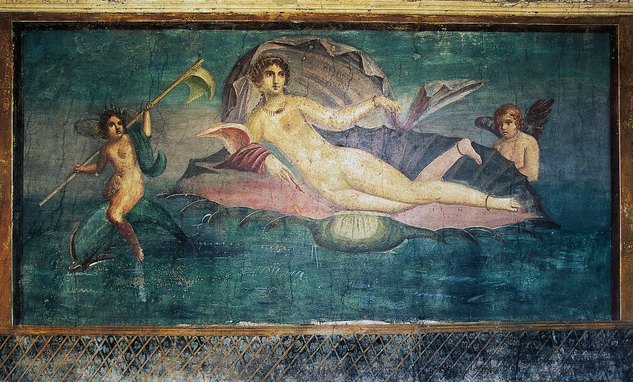 Vénuszt ábrázoló freskó, a Vénusz háza Shellben, Pompeii (az Unesco világörökségi listája alkotó: Roman