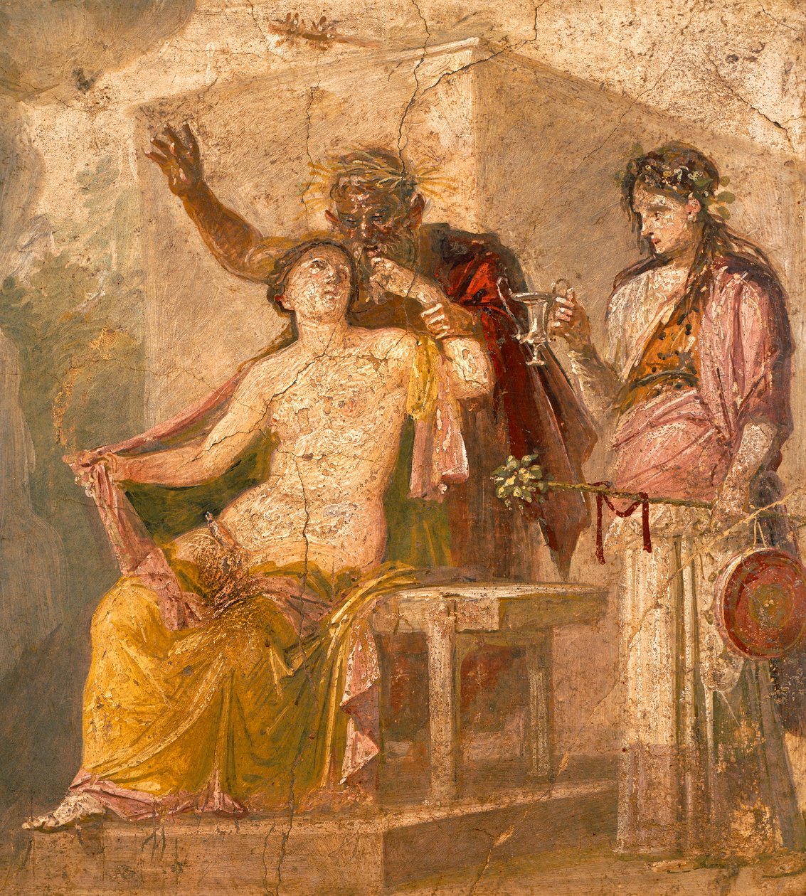 Freskó erotikus témával, amely egy dionüszoszi jelenetet ábrázol, Pompeiiből (UNESCO Világörökségi Lista) alkotó: Roman