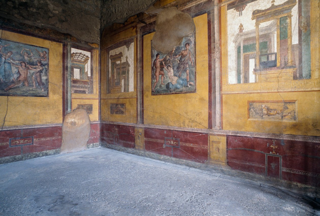 A Villa dei Vettii freskókkal díszített szobája, Pompei római régészeti lelőhelye (UNESCO Világörökség) alkotó: Roman