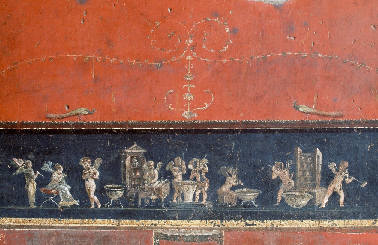 Ámorokat ábrázoló fríz, Vettii háza, Pompei (Unesco világörökségi lista alkotó: Roman