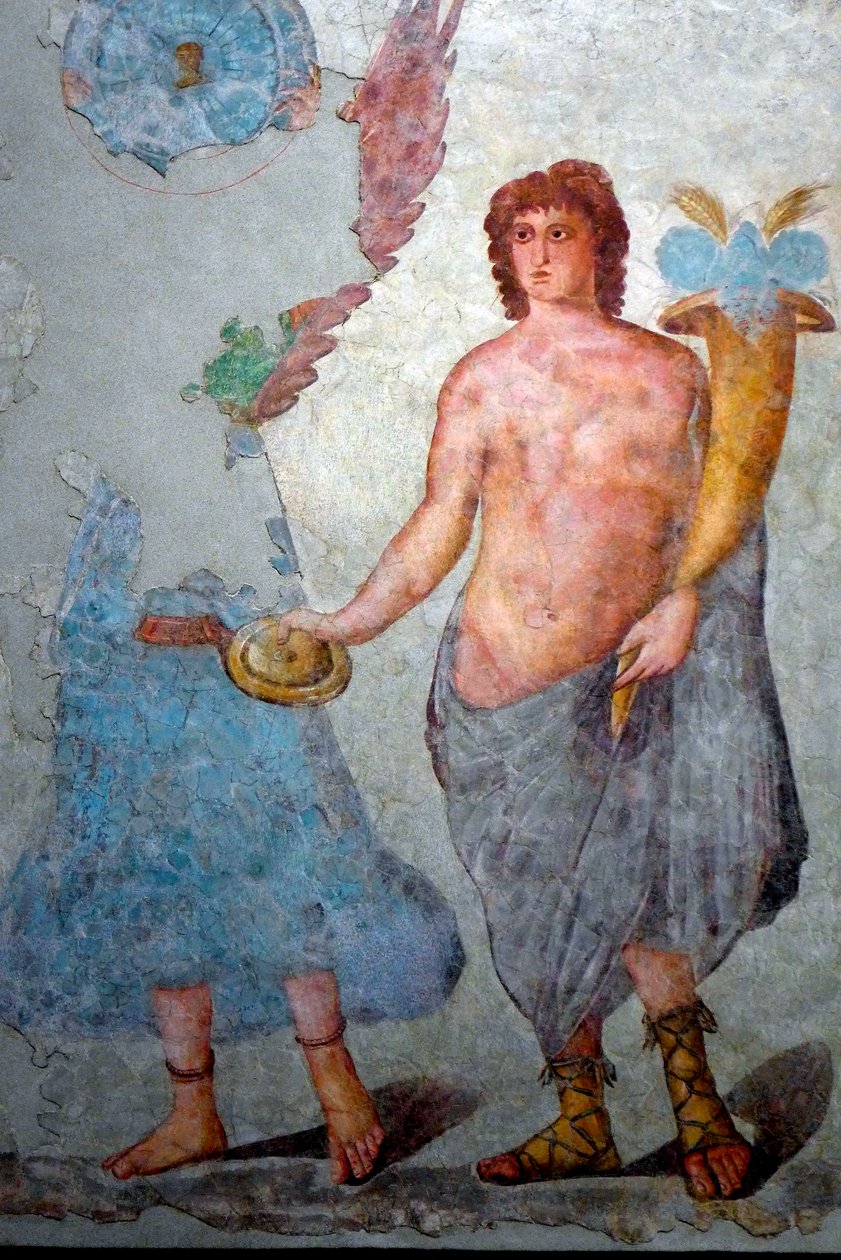 Dzsinn kezében a bőségszarv. 2. század vége és 3. század eleje (freskó) alkotó: Roman