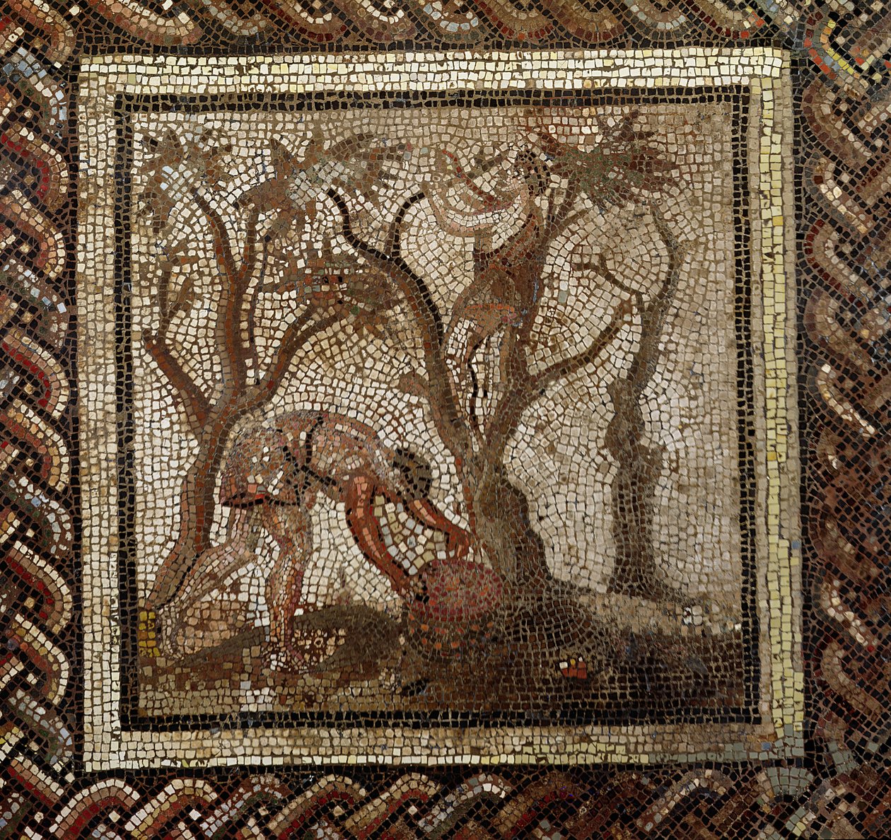 Szőlő betakarítása, Saint-Romain-en-Galból (mozaik) alkotó: Roman