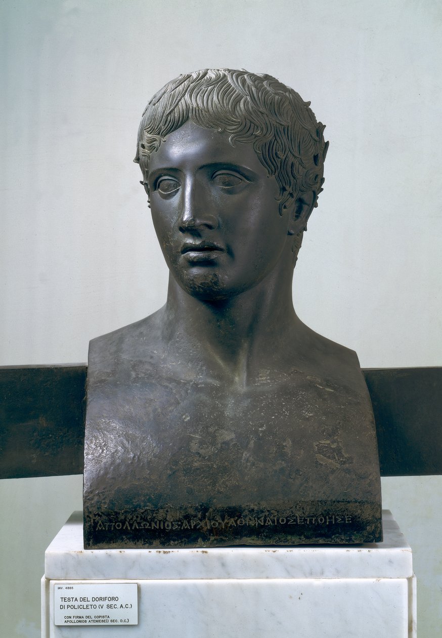 A Doryphoros feje, Polykleitos után (bronz) alkotó: Roman