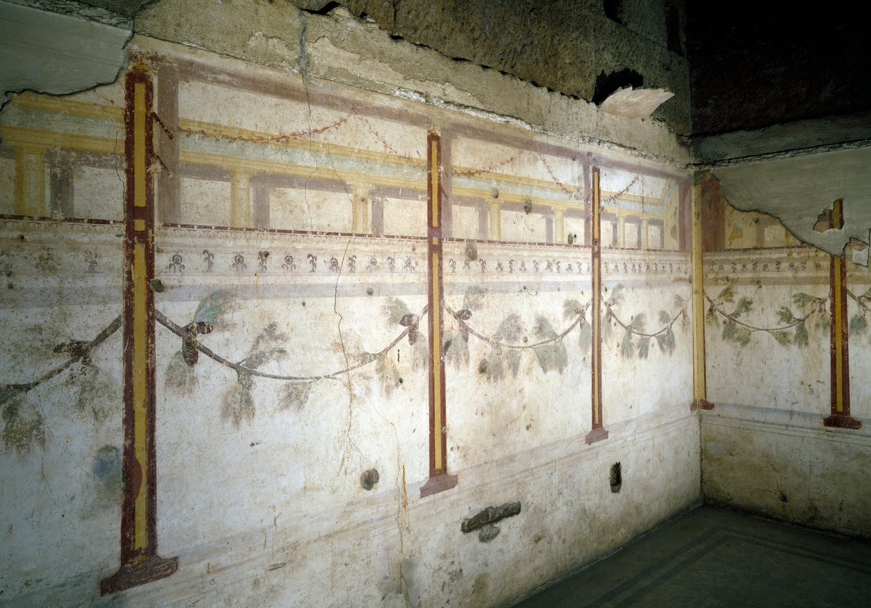 Belső nézet a fenyőfüzér freskóiról alkotó: Roman
